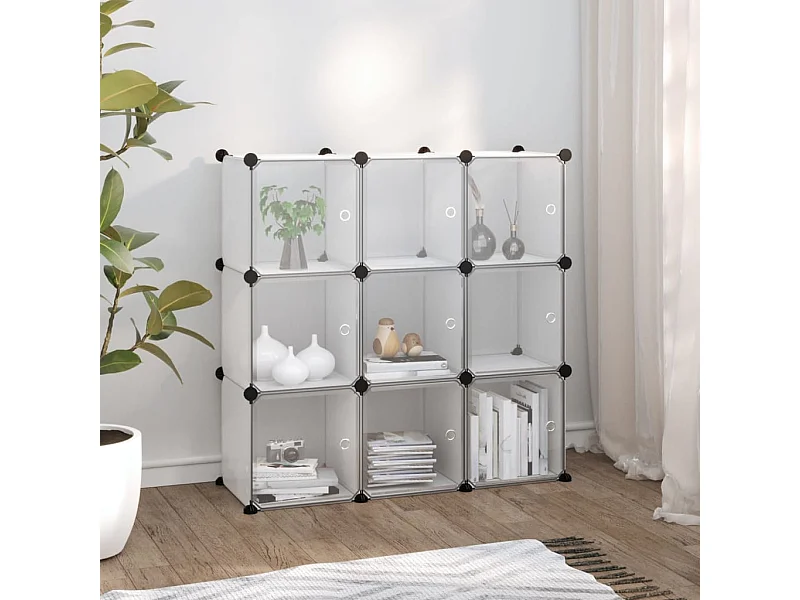 Cubes de rangement 9 pcs avec portes Transparent PP