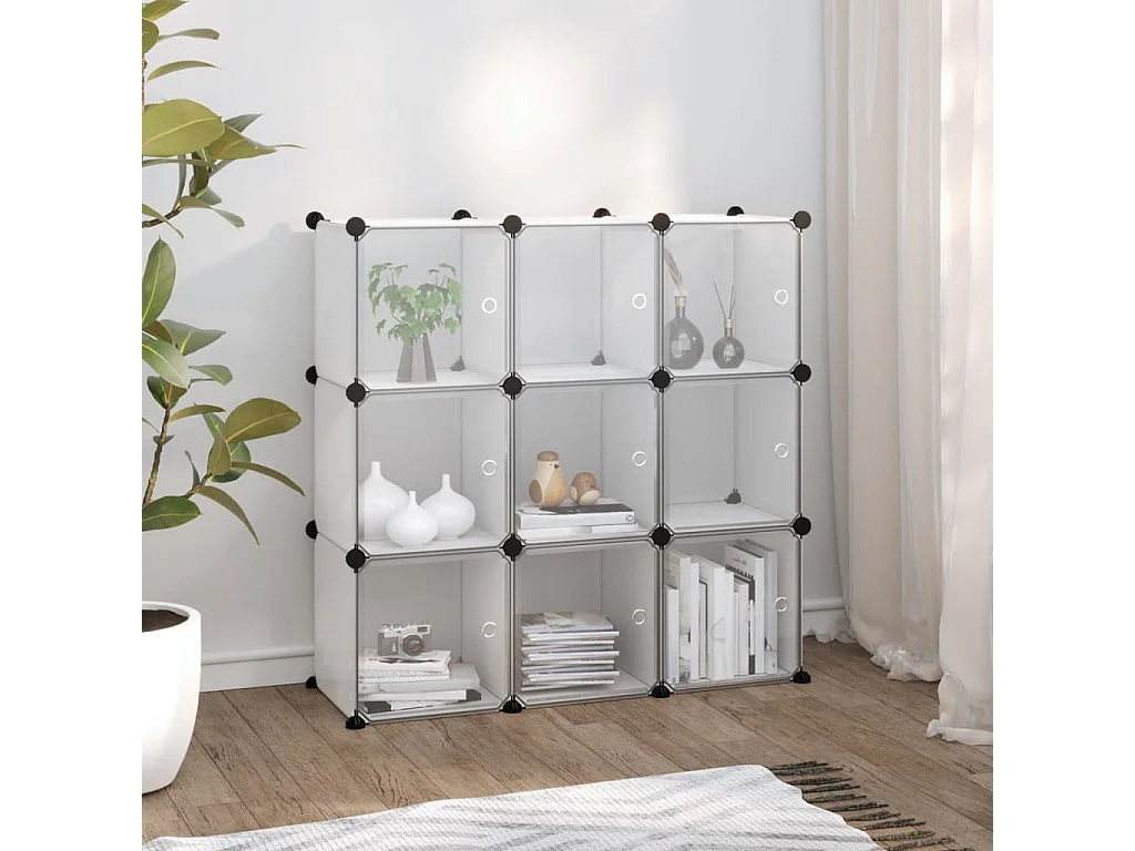 Cubes de rangement 9 pcs avec portes Transparent PP