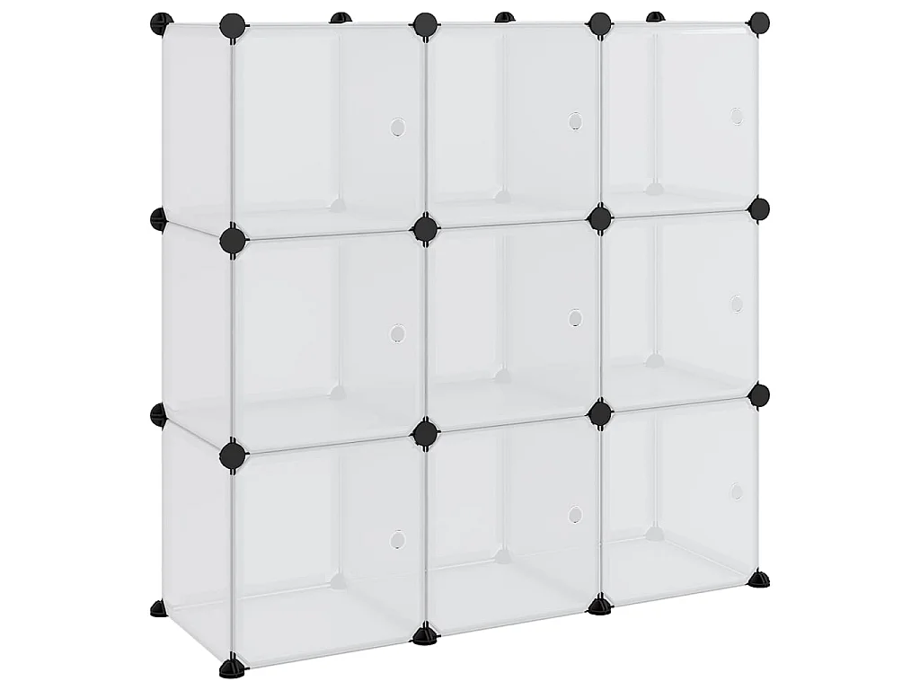 Cubes de rangement 9 pcs avec portes Transparent PP