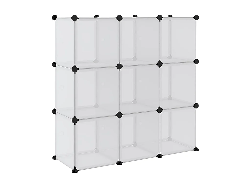 Cubes de rangement 9 pcs avec portes Transparent PP