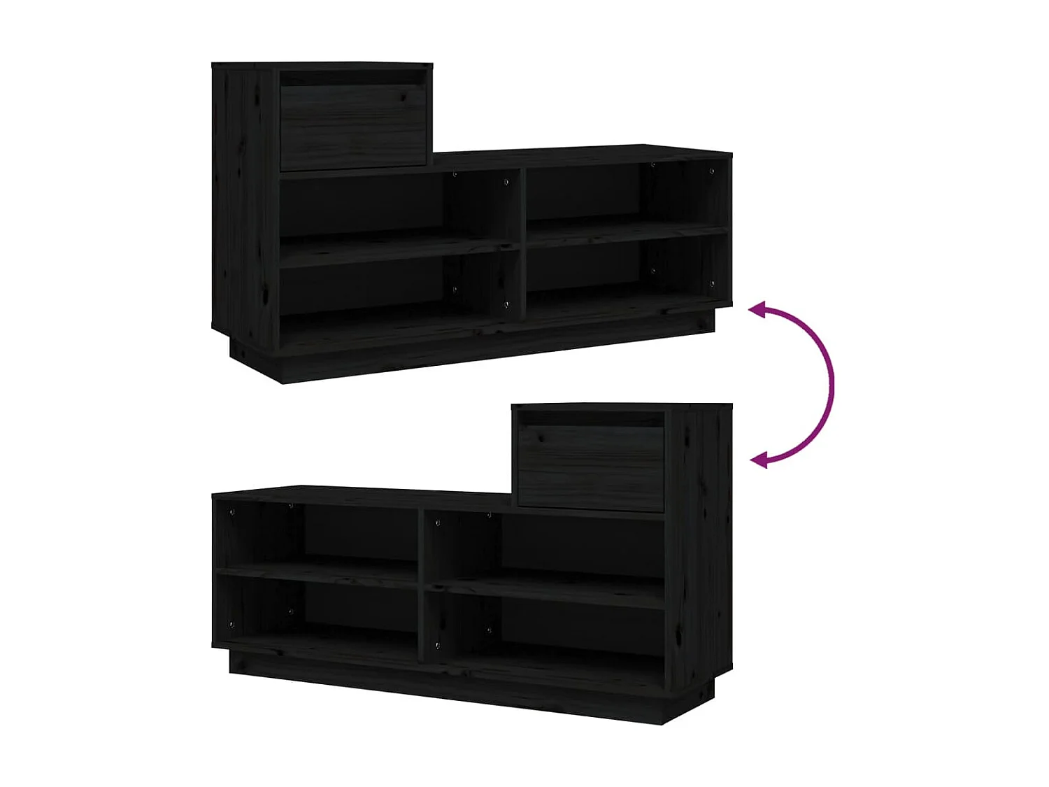 Armoire à chaussures Noir 110x34x61 cm Bois de pin massif