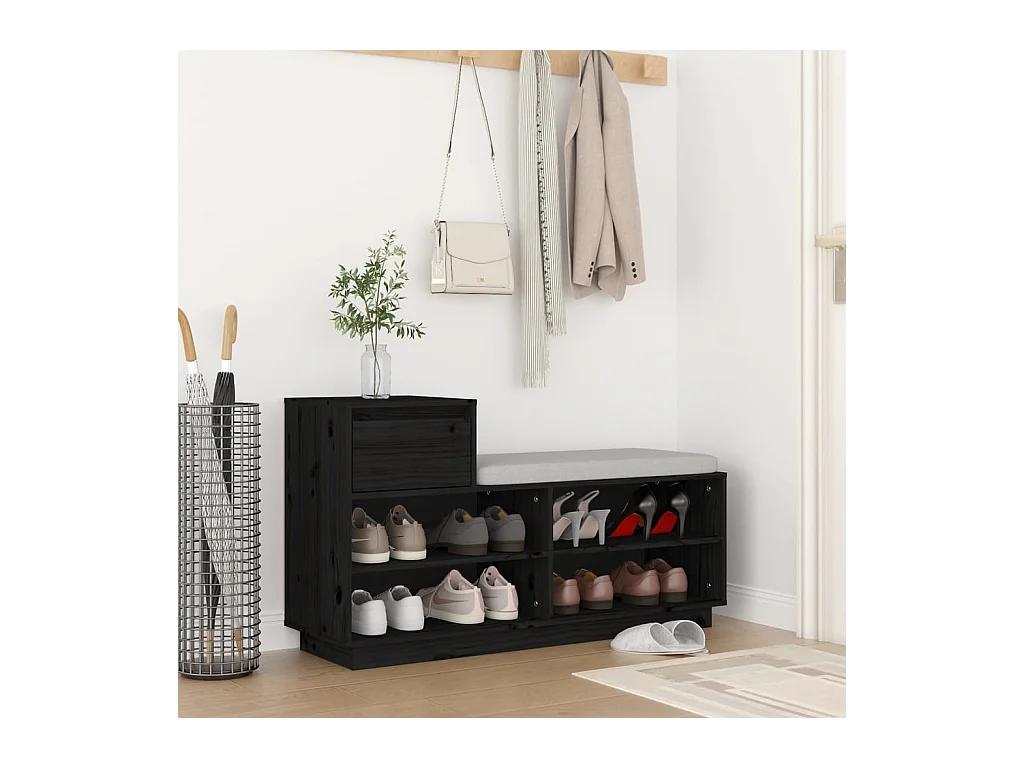 Schoenenkast Zwart 110x34x61 cm Massief grenenhout
