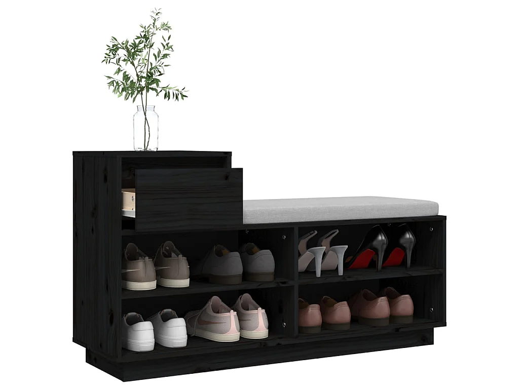 Schoenenkast Zwart 110x34x61 cm Massief grenenhout