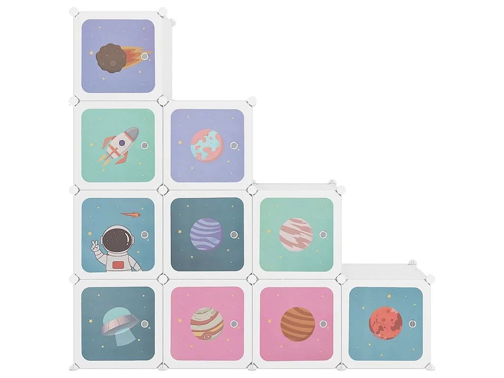 Kinderopbergkastje met 10 blokjes Wit PP