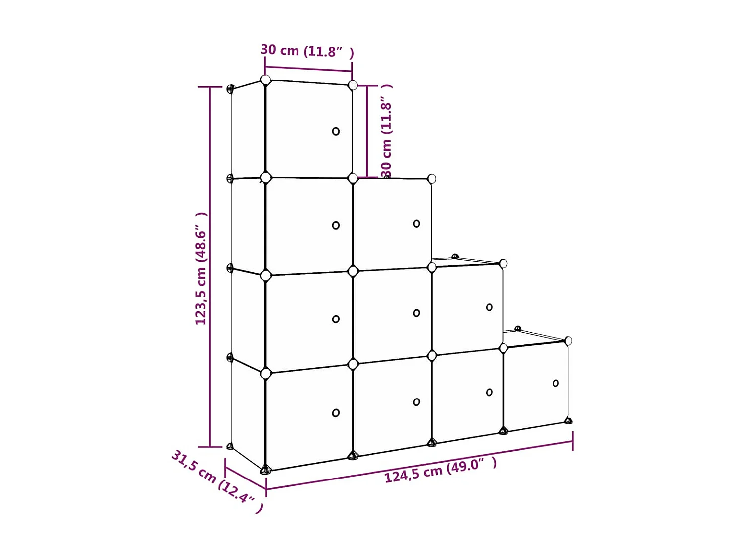 Kinderopbergkastje met 10 blokjes Wit PP