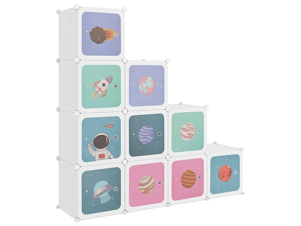 Kinderopbergkastje met 10 blokjes Wit PP