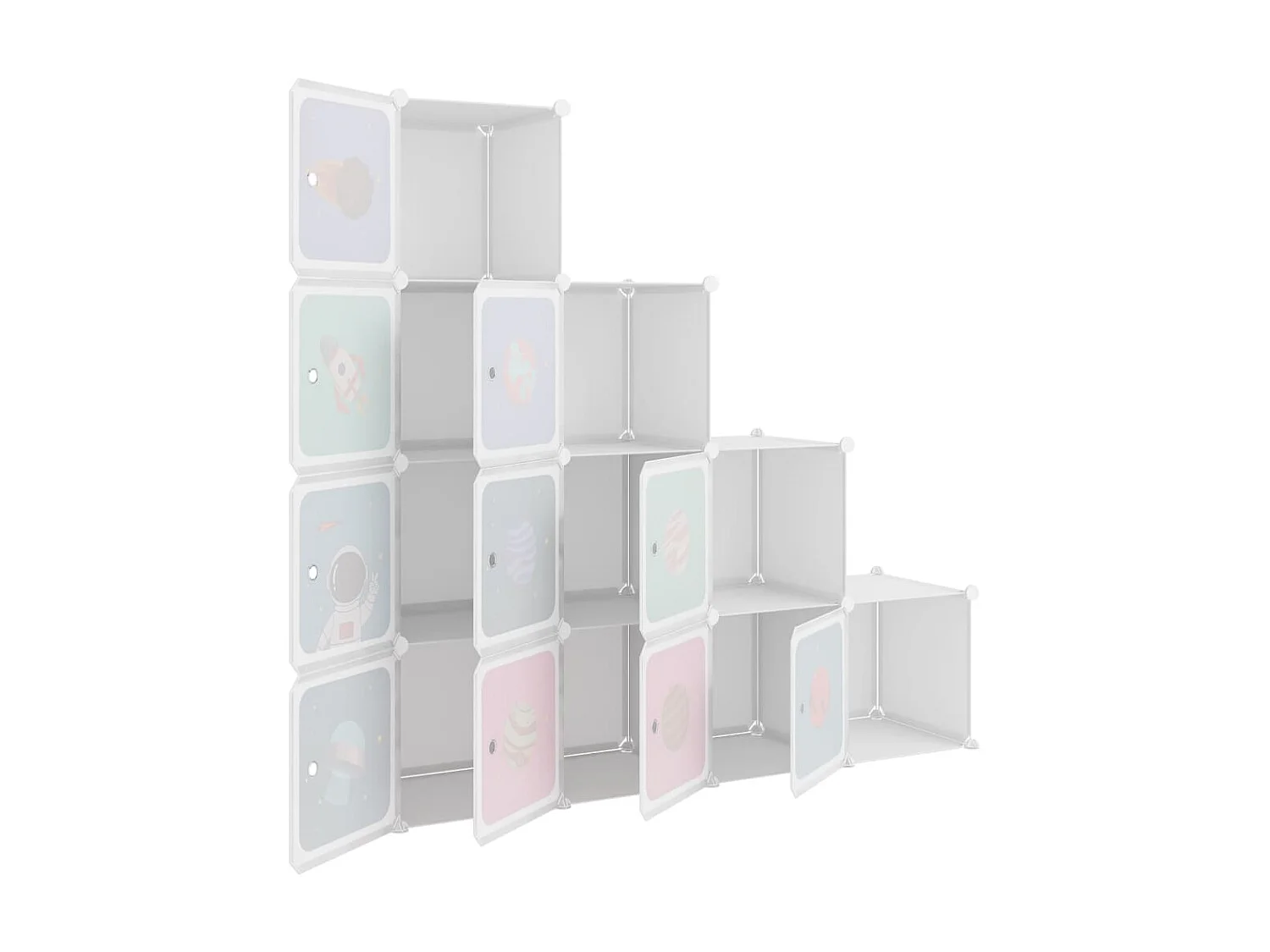 Kinderopbergkastje met 10 blokjes Wit PP