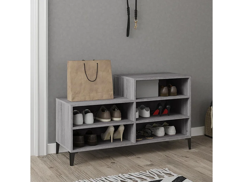 Scarpiera Sonoma grigia 102x36x60 cm MDF