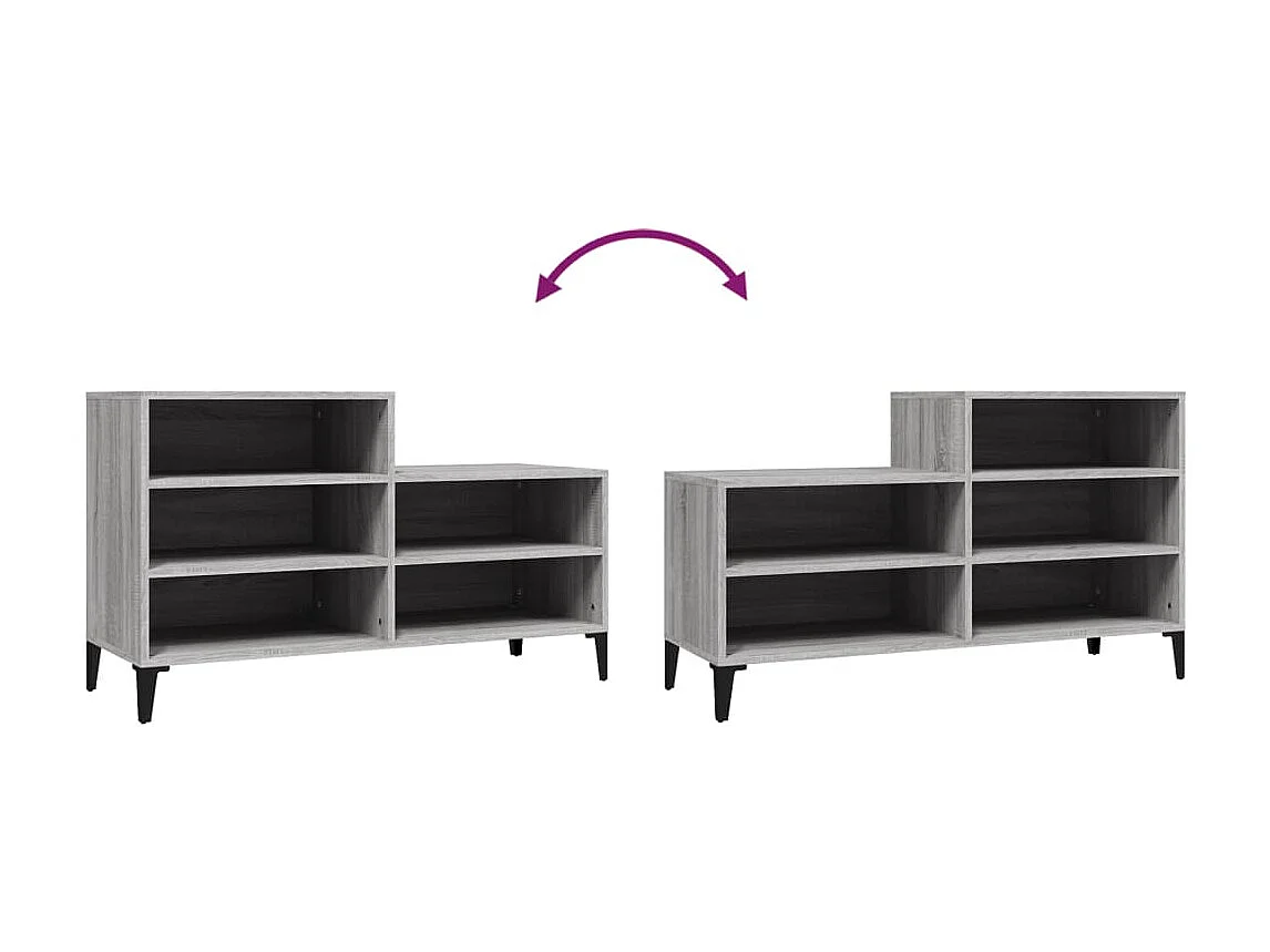 Scarpiera Sonoma grigia 102x36x60 cm MDF