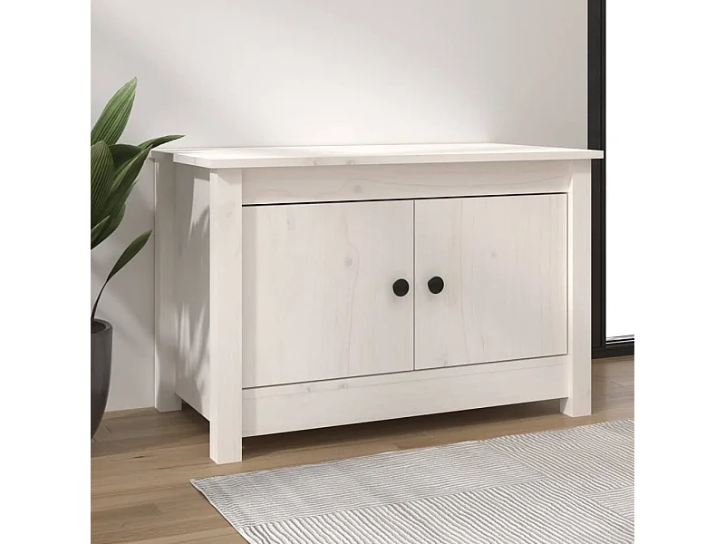 Sapateira Branco 70x38x45,5 cm Madeira maciça de pinho