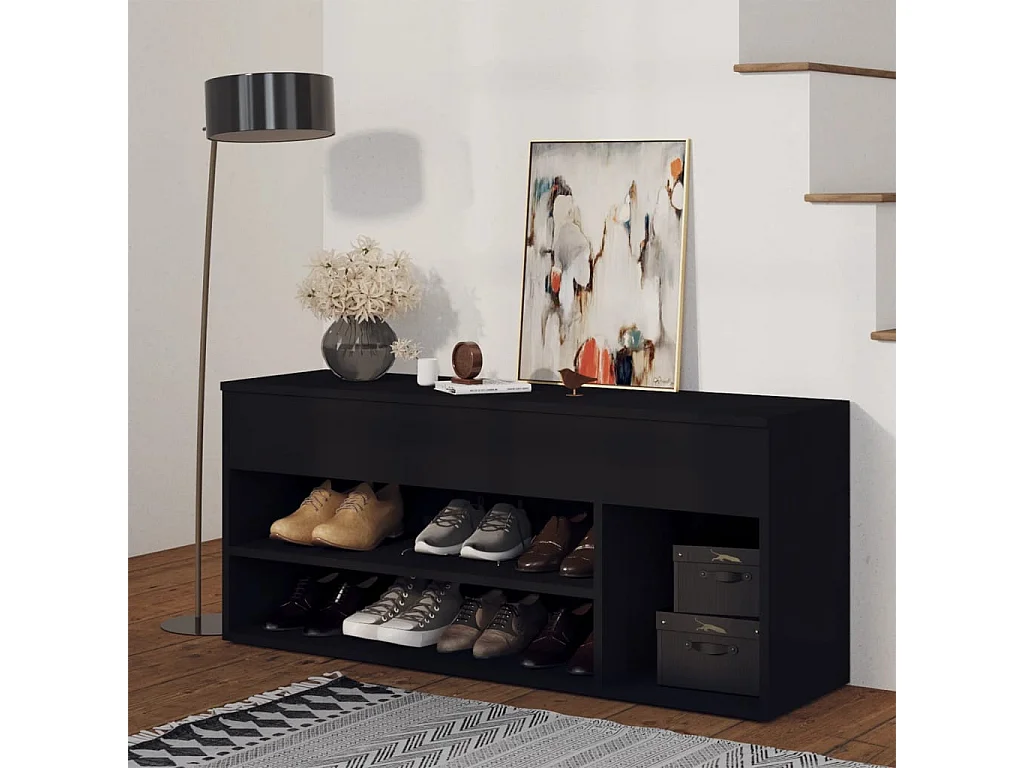 Schoenenbank Zwart 105x30x45 cm Spaanplaat