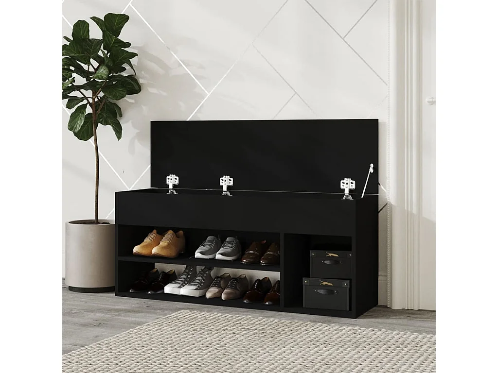 Schoenenbank Zwart 105x30x45 cm Spaanplaat