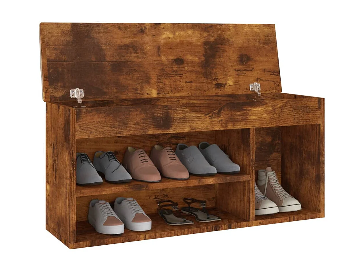 Banc à chaussures avec coussin Chêne fumé 104x30x49cm Aggloméré