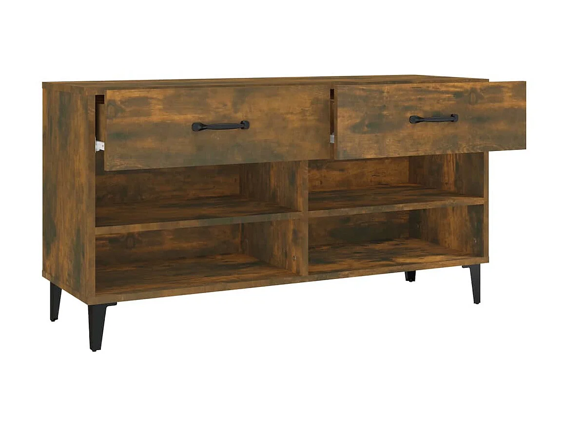 Meuble à chaussures Chêne fumé 102x35x55 cm Bois d'ingénierie