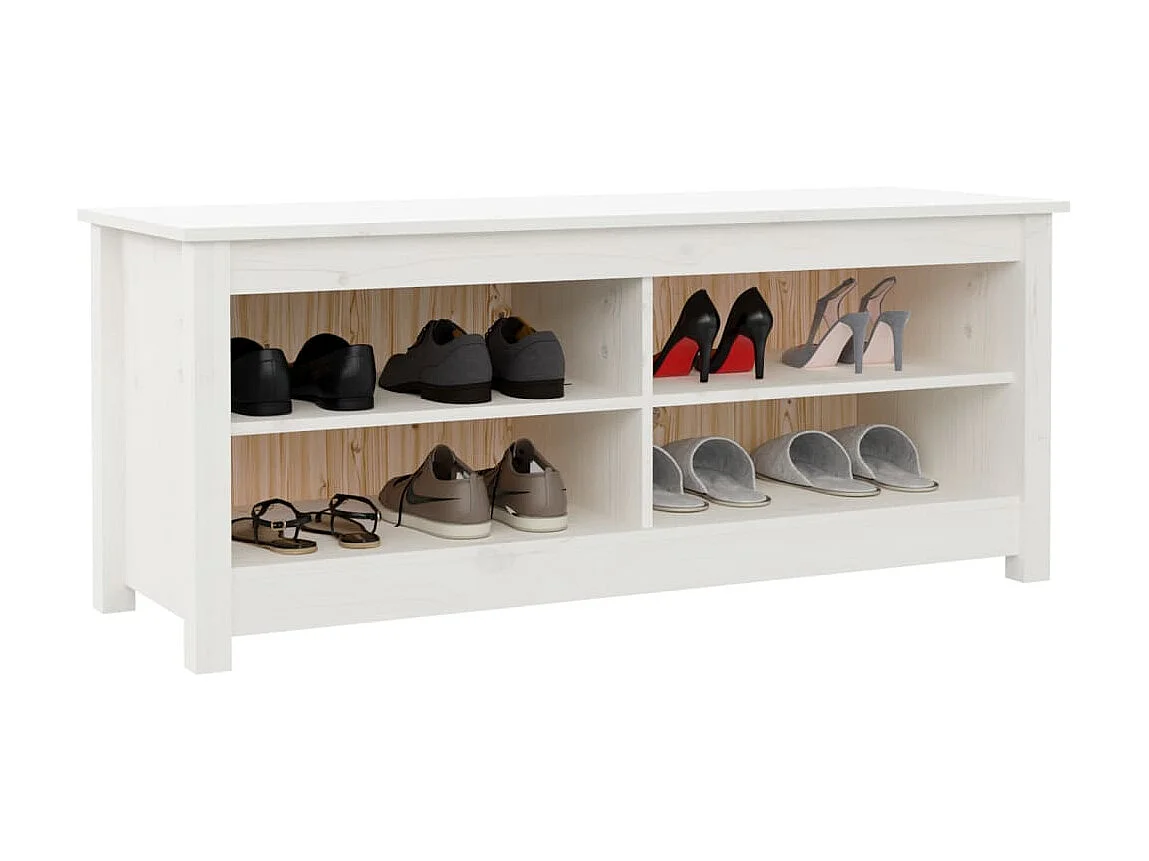 Banco para sapatos Branco 110x38x45,5 cm Madeira maciça de pinho