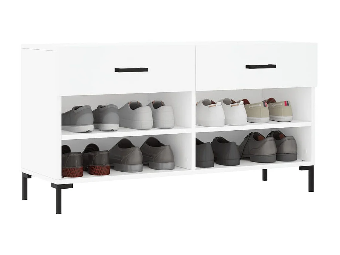Banc à chaussures blanc 102x35x55 cm bois d'ingénierie