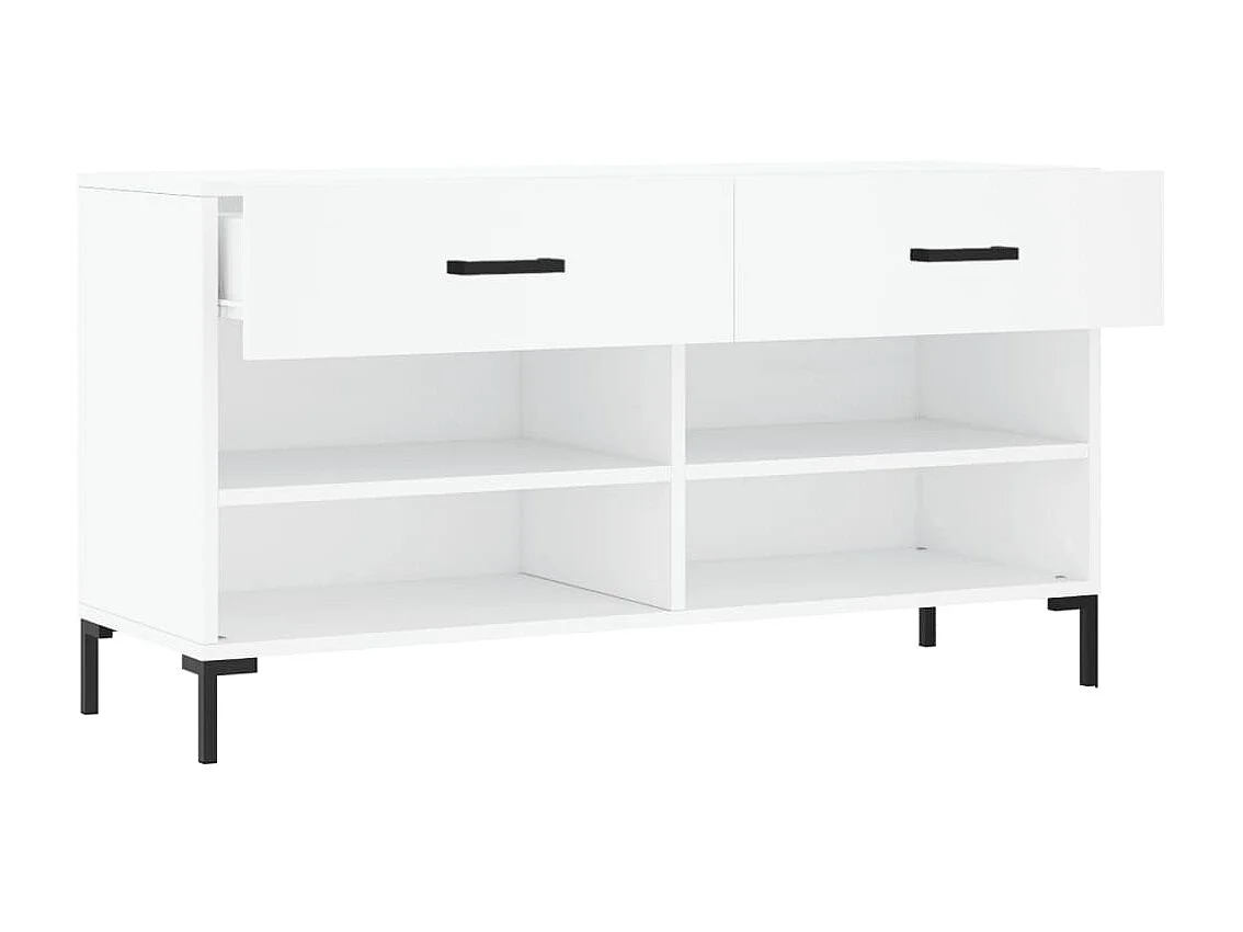 Banc à chaussures blanc 102x35x55 cm bois d'ingénierie