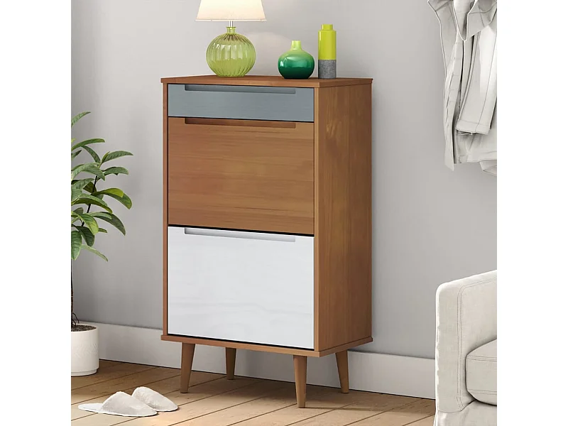 Armoire à chaussures MOLDE Marron 59,5x35x103 cm Bois de pin