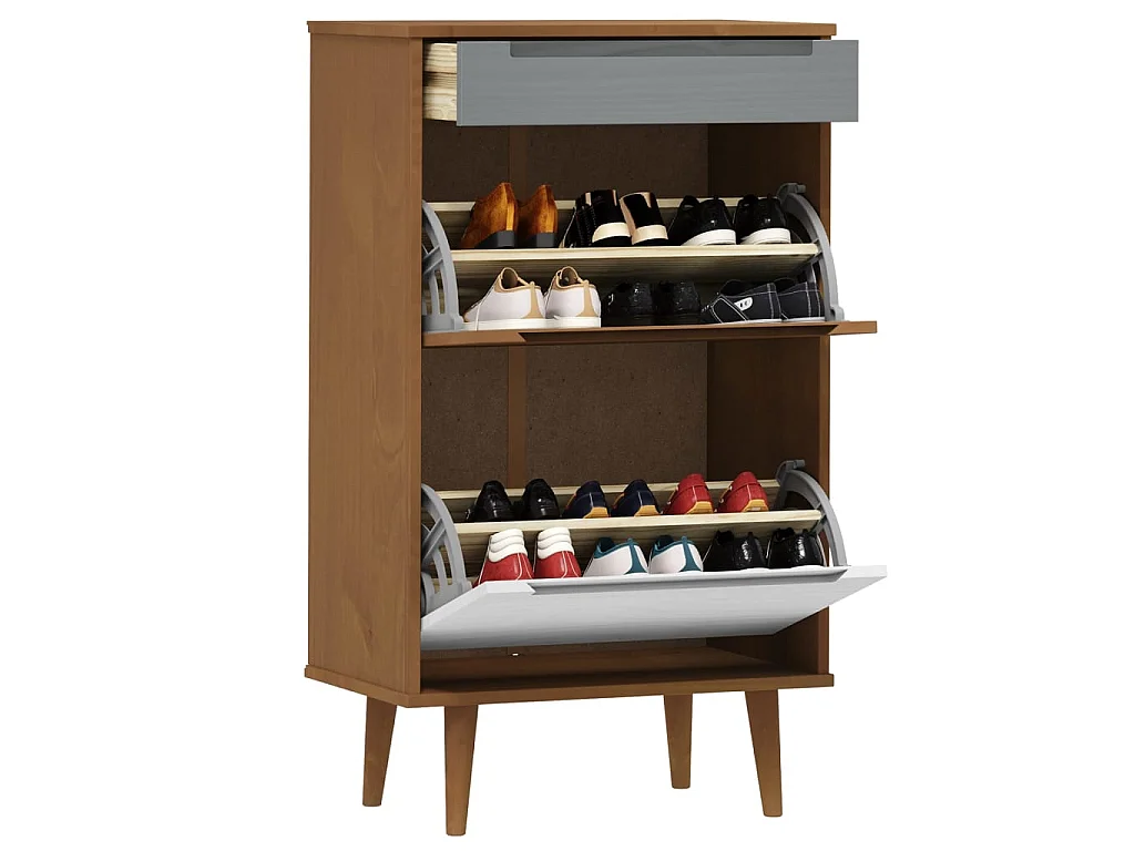 Armoire à chaussures MOLDE Marron 59,5x35x103 cm Bois de pin