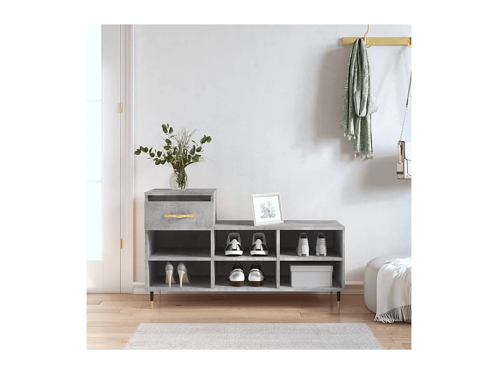 Armoire à chaussures Gris béton 102x36x60 cm Bois d'ingénierie