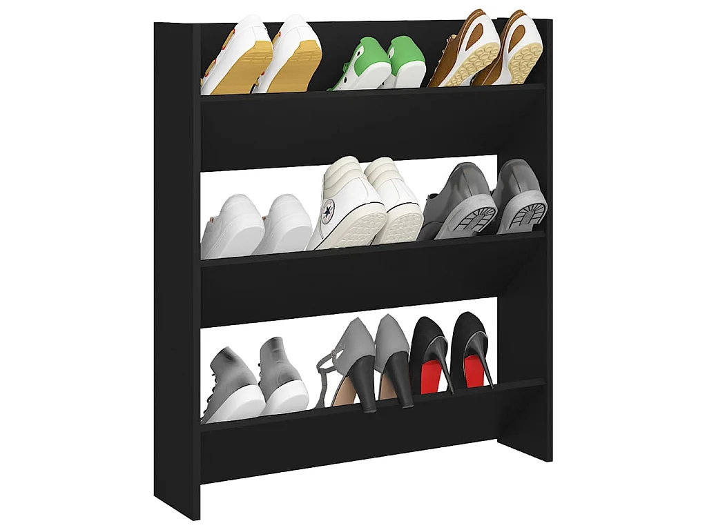 Zapatero de pared Aglomerado negro 80x18x90 cm