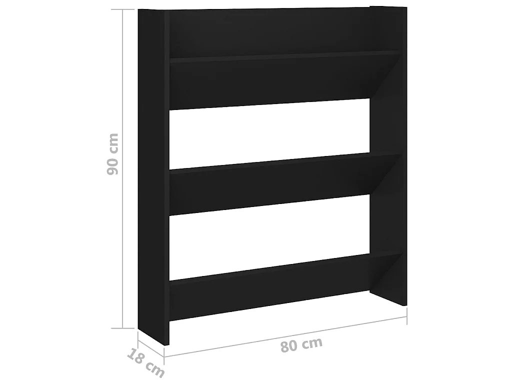 Schoenenkast voor wandmontage Zwart 80x18x90 cm Spaanplaat