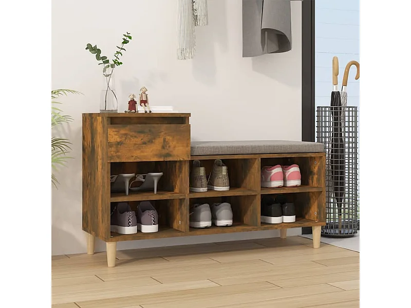 Armoire à chaussures Chêne fumé 102x36x60 cm Bois d'ingénierie