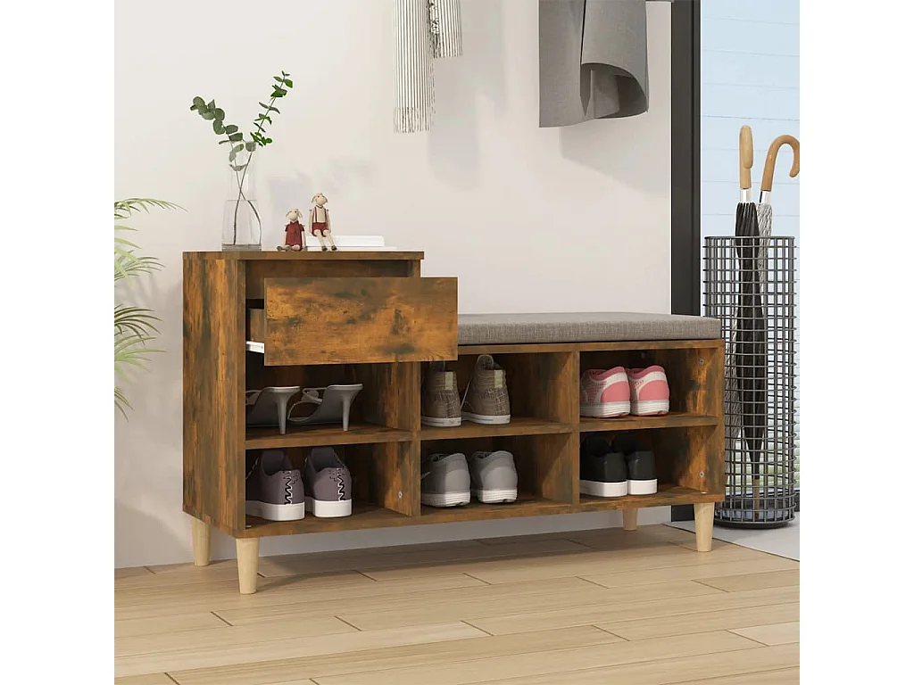 Armoire à chaussures Chêne fumé 102x36x60 cm Bois d'ingénierie