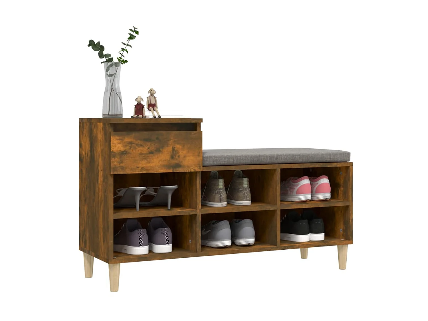 Schuhschrank Räuchereiche 102x36x60 cm Holzwerkstoff