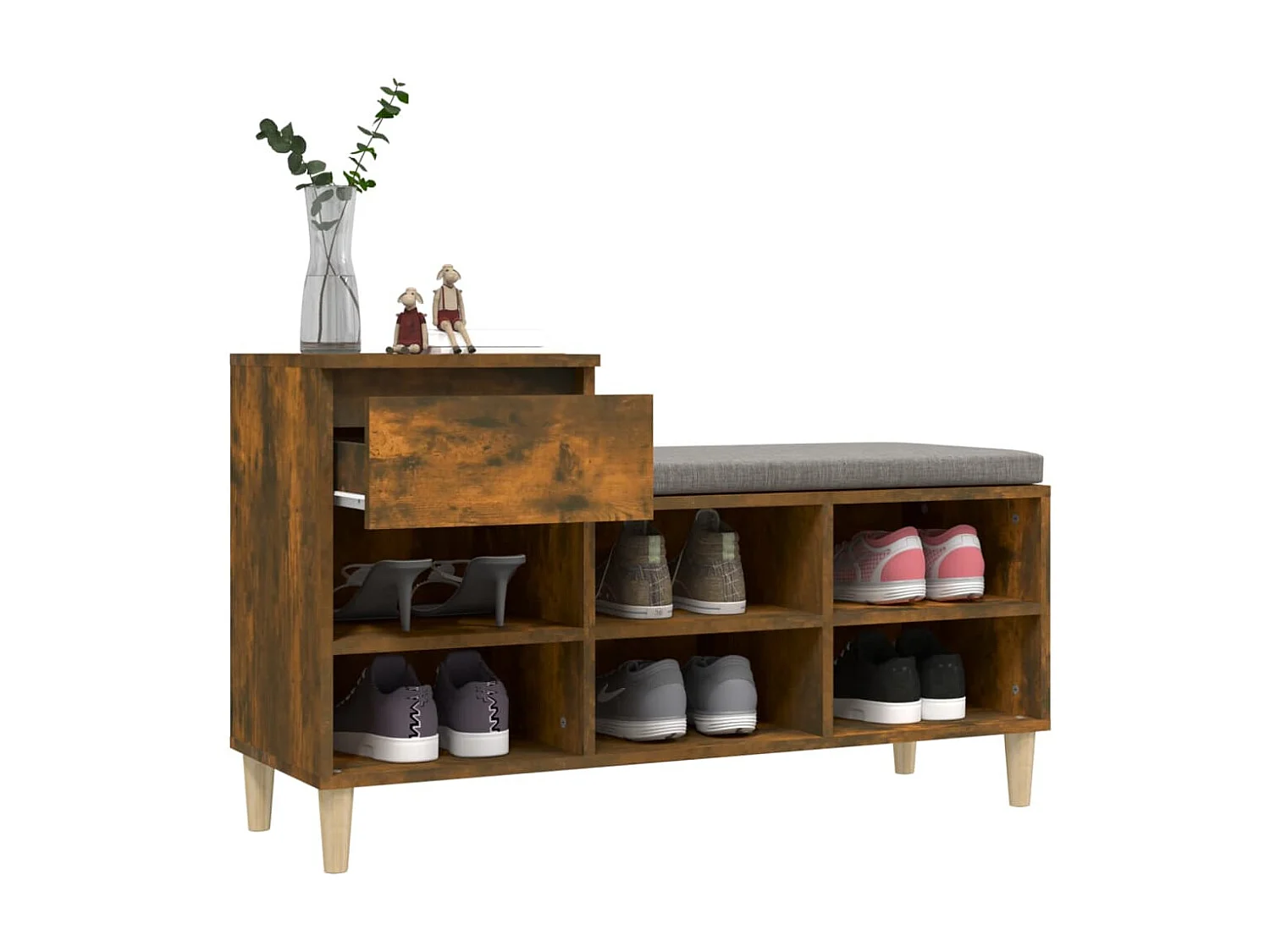 Schuhschrank Räuchereiche 102x36x60 cm Holzwerkstoff