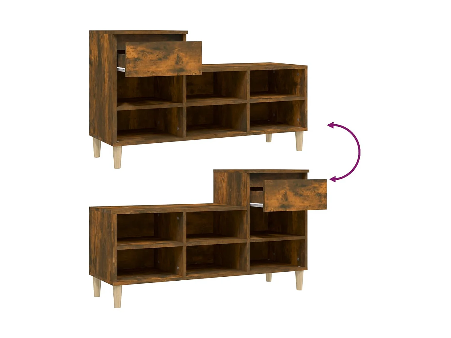 Schuhschrank Räuchereiche 102x36x60 cm Holzwerkstoff