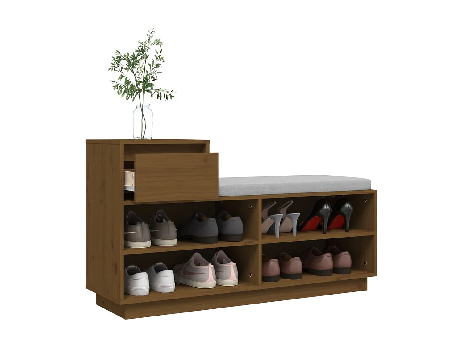 Armoire à chaussures Marron miel 110x34x61cm Bois de pin massif