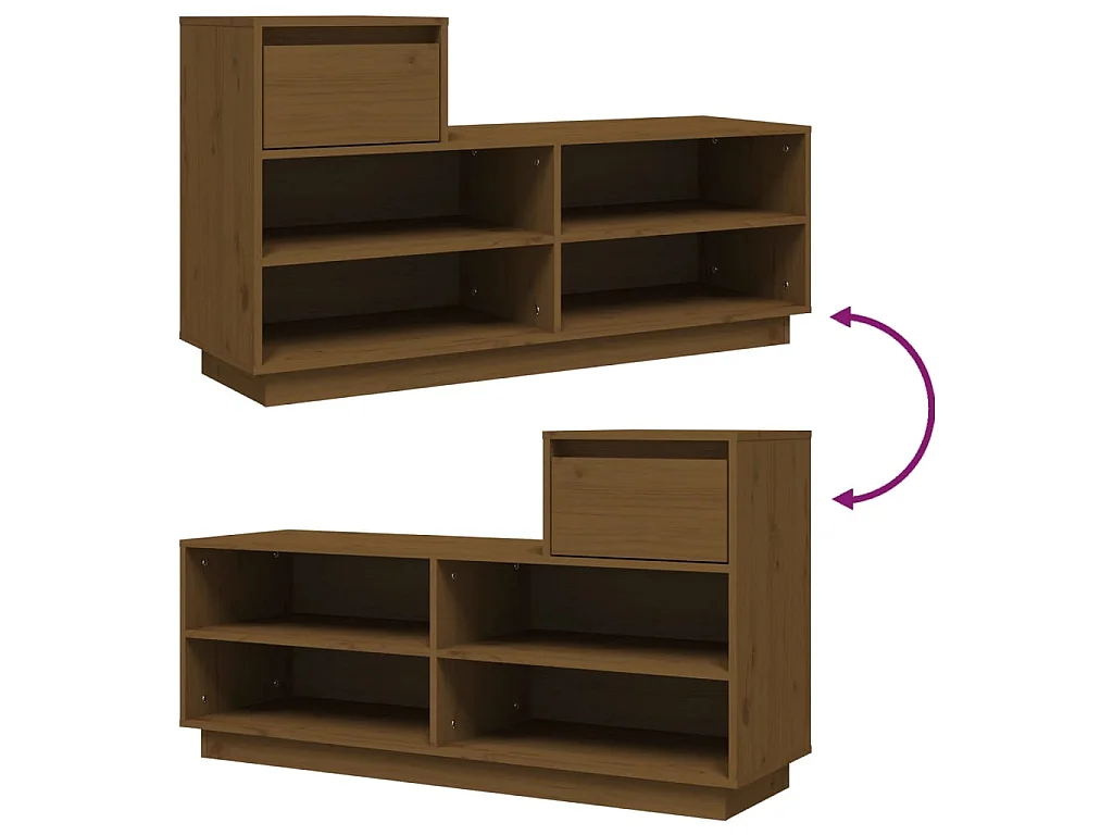 Armoire à chaussures Marron miel 110x34x61cm Bois de pin massif