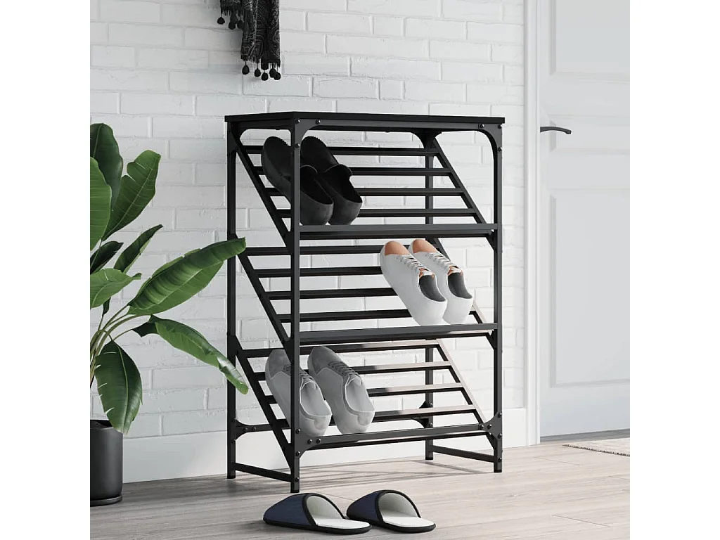 étagère à chaussures noir 60x30x85 cm bois d'ingénierie