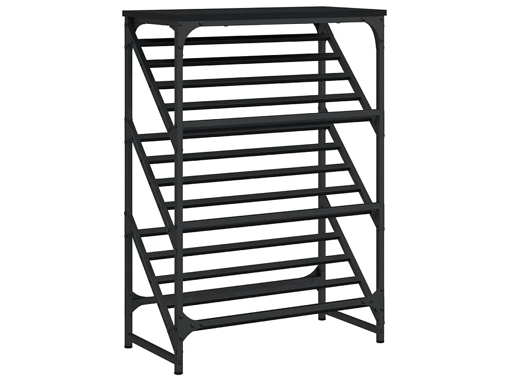 étagère à chaussures noir 60x30x85 cm bois d'ingénierie