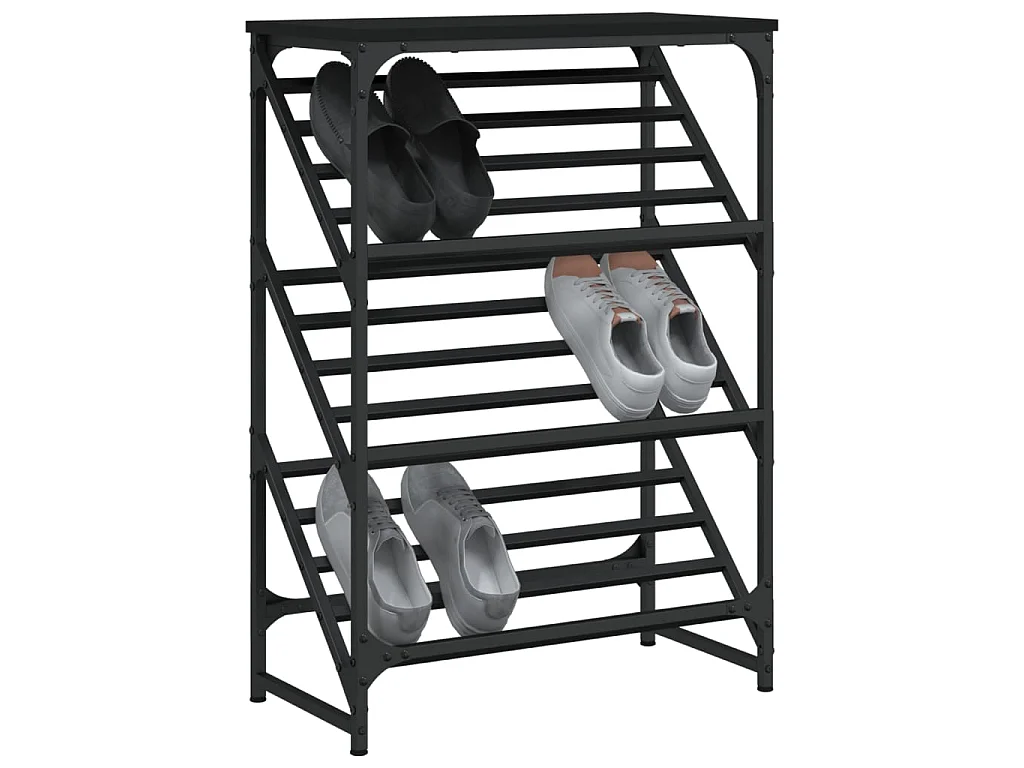 étagère à chaussures noir 60x30x85 cm bois d'ingénierie