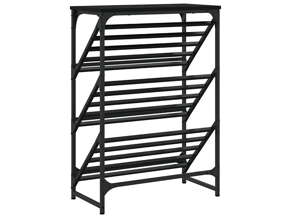 étagère à chaussures noir 60x30x85 cm bois d'ingénierie