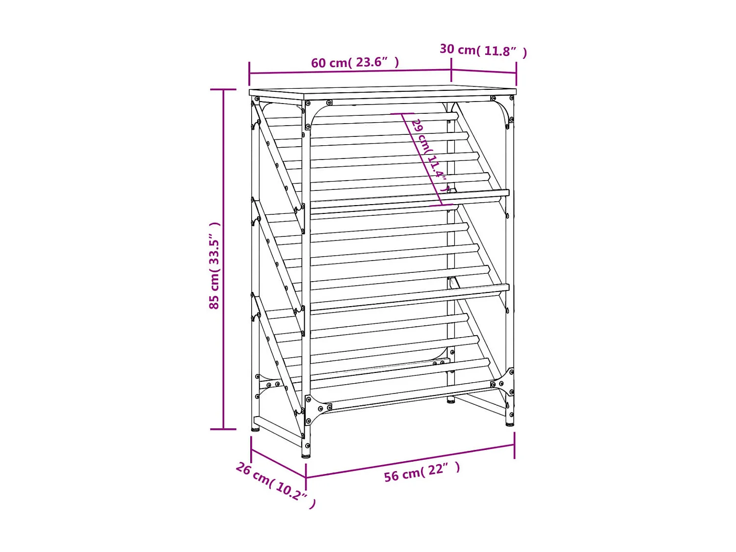 étagère à chaussures noir 60x30x85 cm bois d'ingénierie