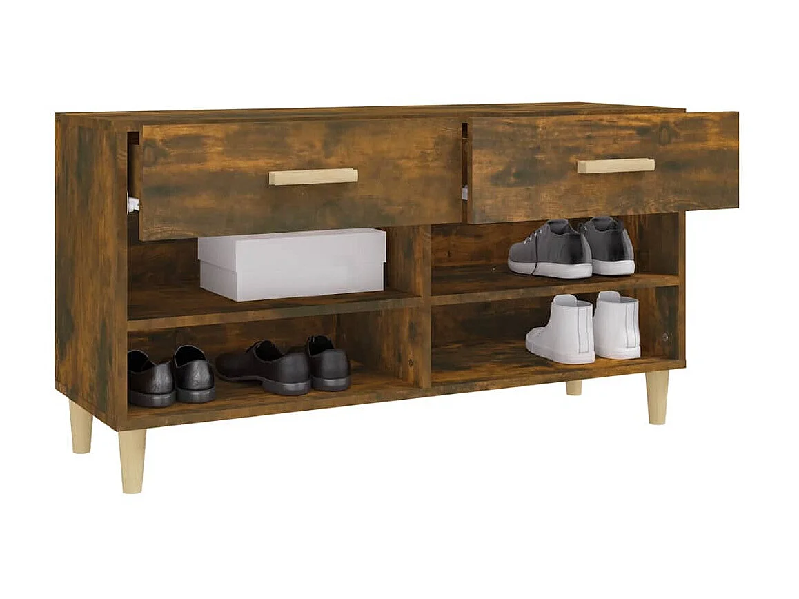 Meuble à chaussures Chêne fumé 102x35x55 cm Bois d'ingénierie