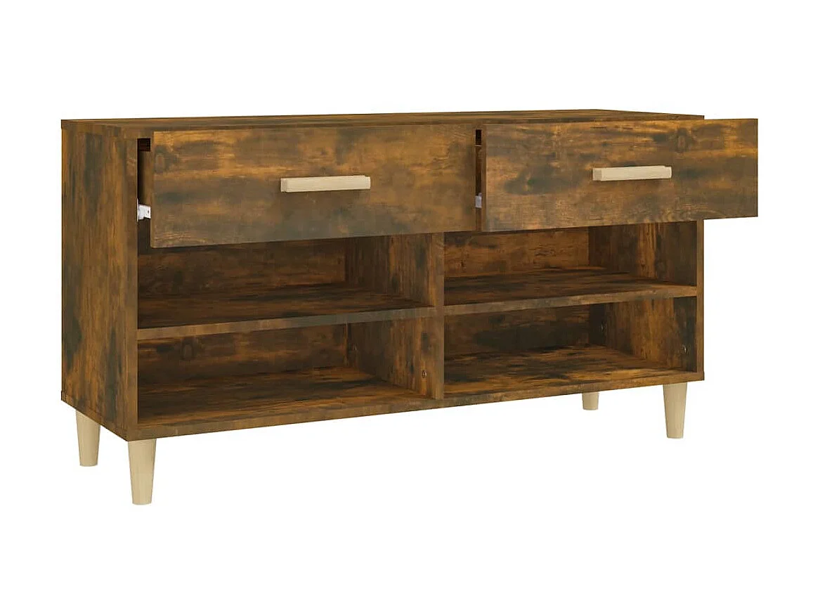 Meuble à chaussures Chêne fumé 102x35x55 cm Bois d'ingénierie