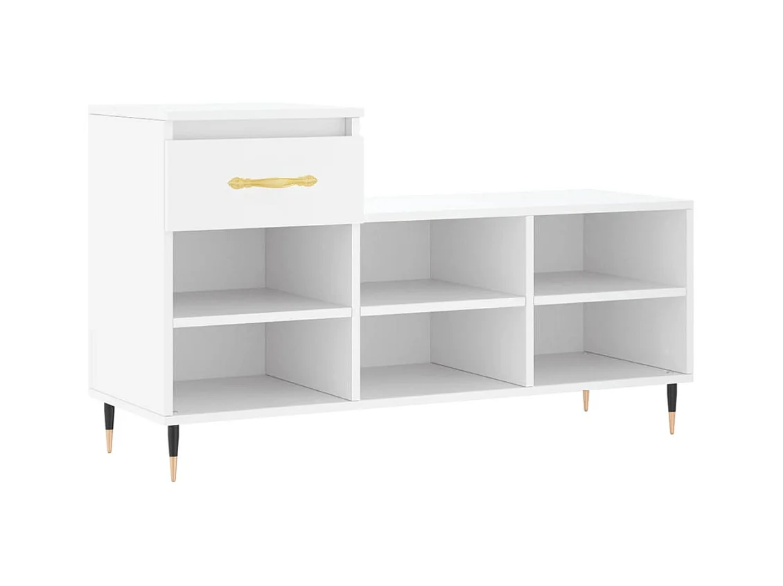 Schoenenkast Wit 102x36x60 cm Bewerkt hout