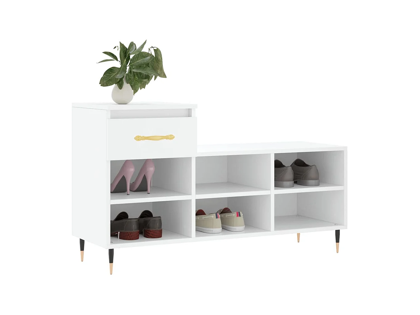 Schoenenkast Wit 102x36x60 cm Bewerkt hout