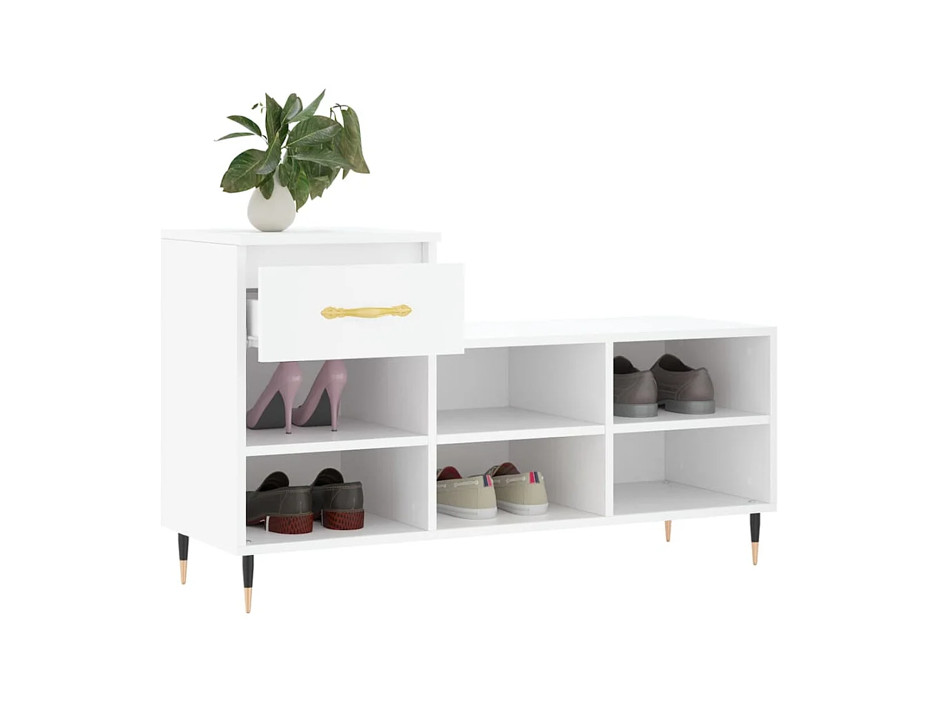 Schoenenkast Wit 102x36x60 cm Bewerkt hout