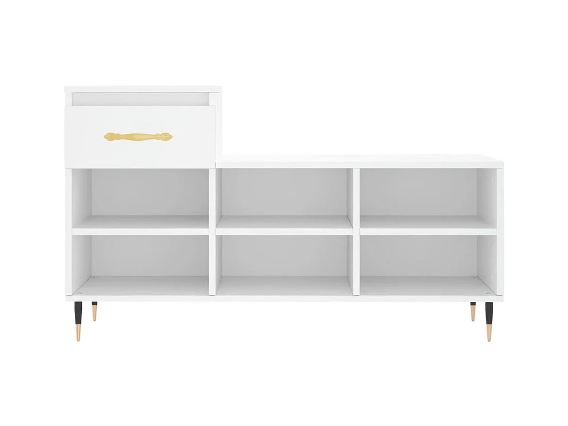 Schoenenkast Wit 102x36x60 cm Bewerkt hout