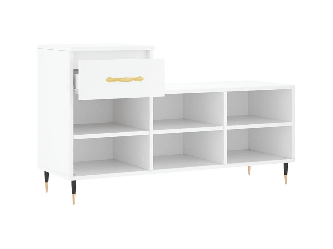 Schoenenkast Wit 102x36x60 cm Bewerkt hout
