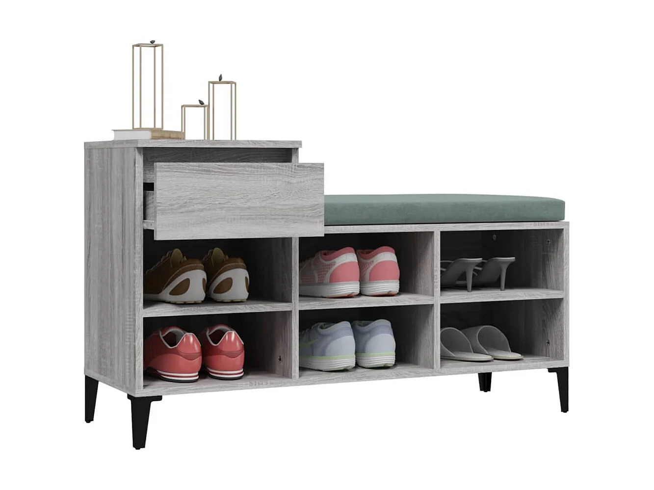 Sapateira Sonoma cinza 102x36x60 cm Madeira trabalhada