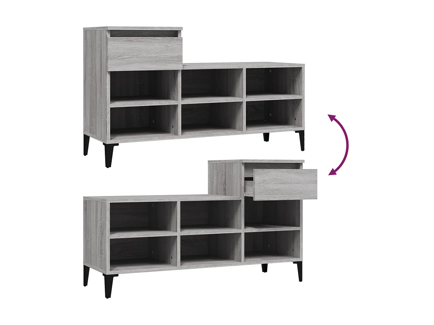 Armoire à chaussures Sonoma gris 102x36x60 cm Bois d'ingénierie