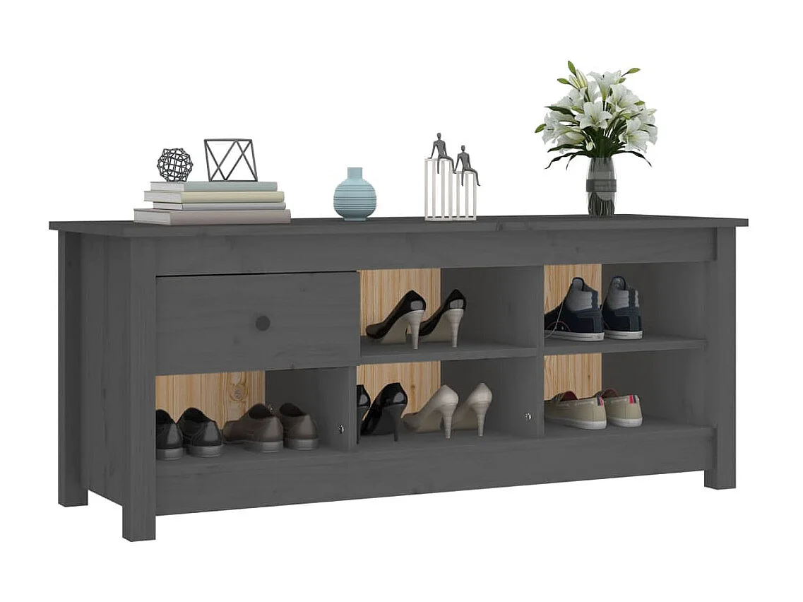 Armoire à chaussures Gris 110x38x45,5 cm Bois de pin massif