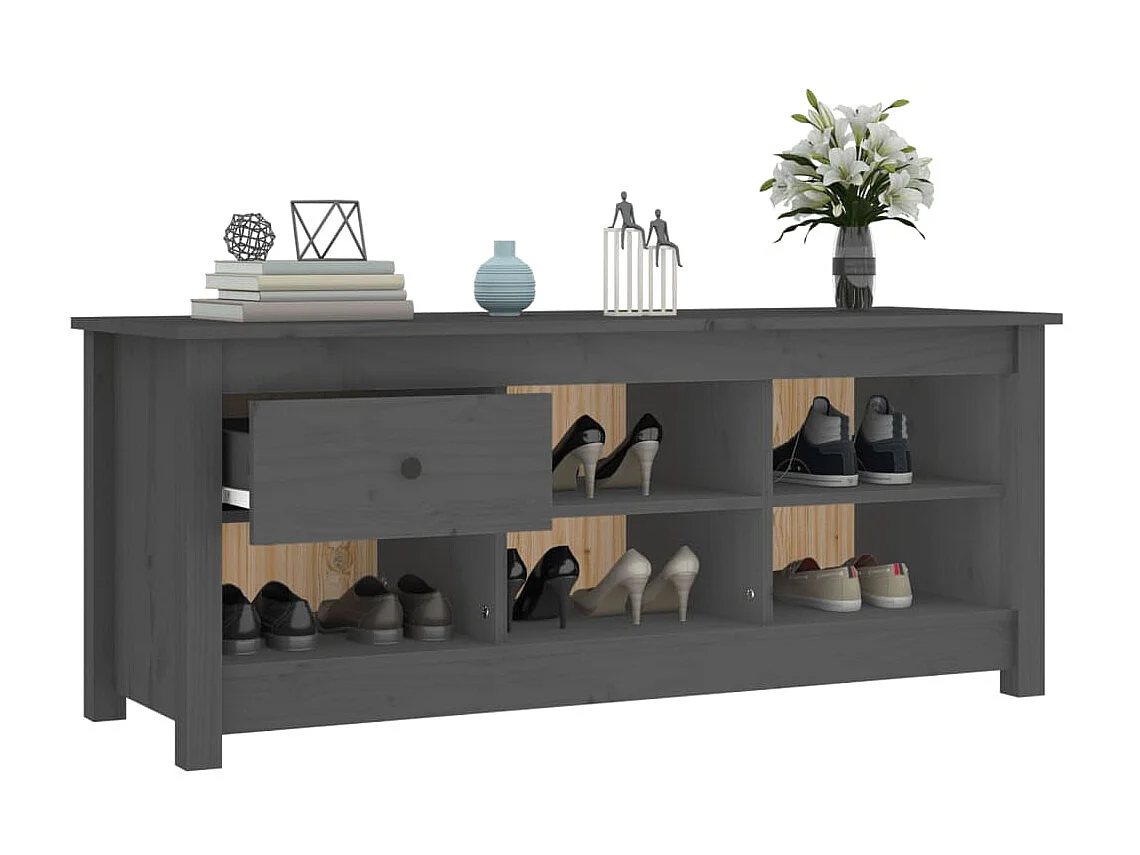 Armoire à chaussures Gris 110x38x45,5 cm Bois de pin massif