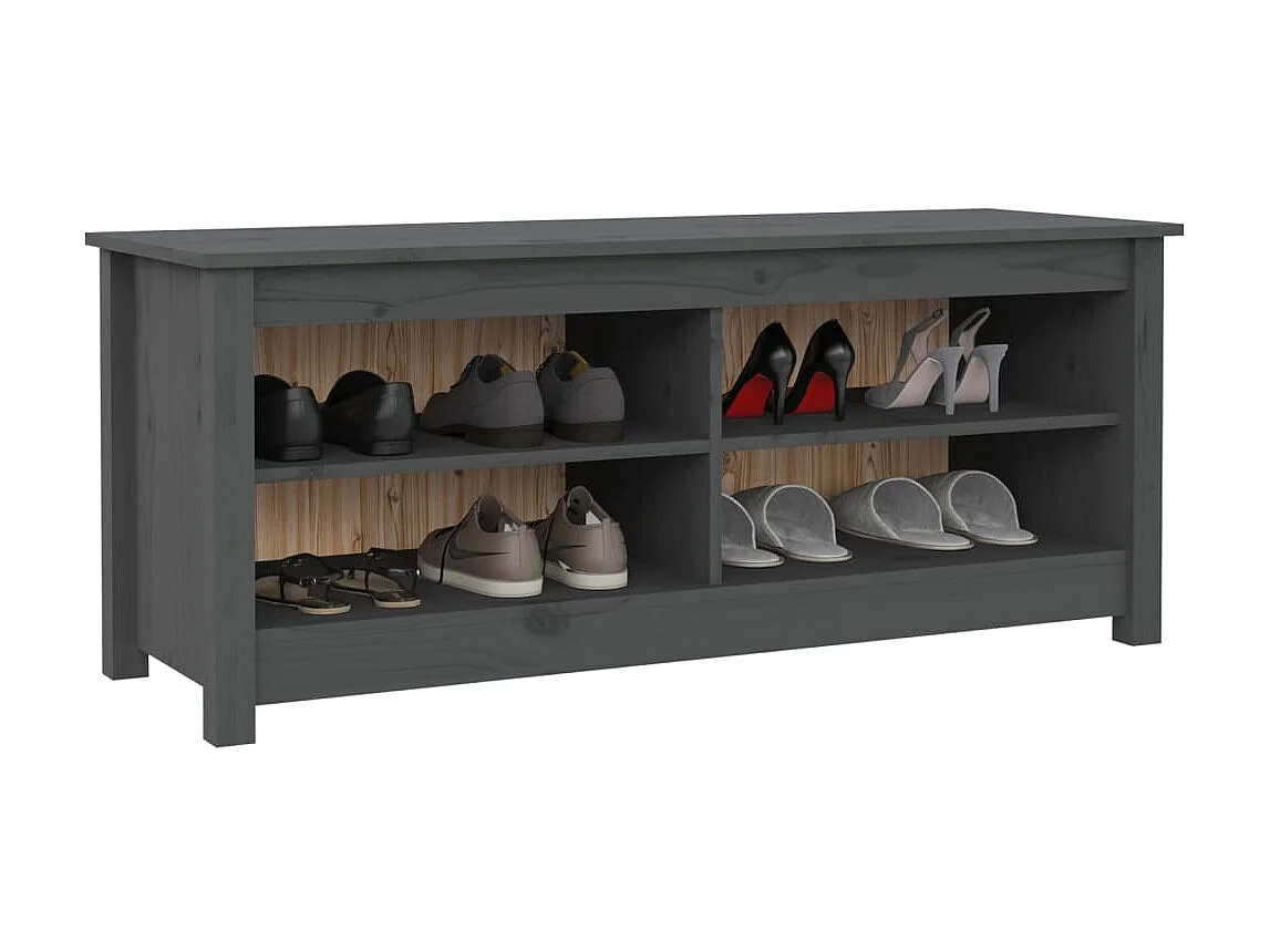 Banc à chaussures Gris 110x38x45,5 cm Bois de pin massif